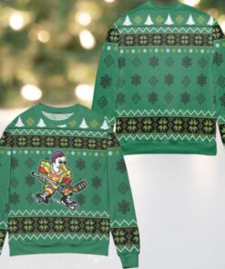 The Mighty Ducks Disney Snowflake Pattern Ugly Christmas Sweater Green