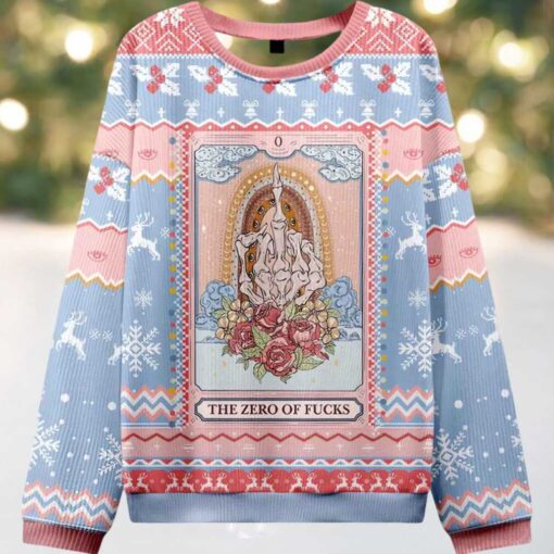 The Zero Of Fucks Tarot Ugly Christmas Sweater