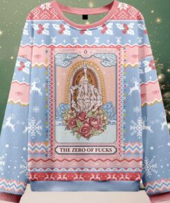 The Zero Of Fucks Tarot Ugly Christmas Sweater