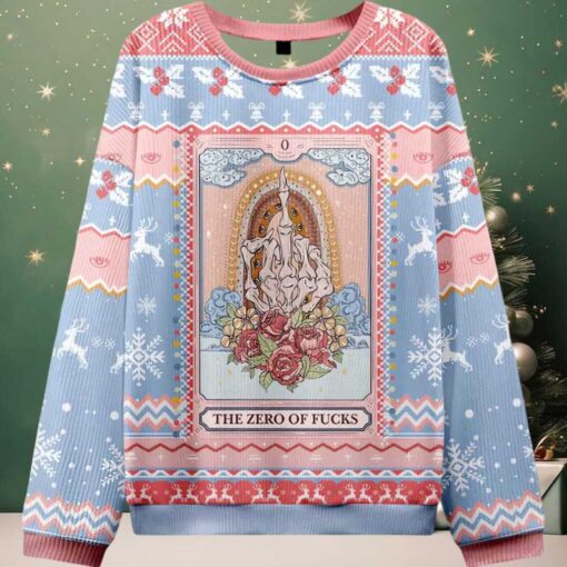 The Zero Of Fucks Tarot Ugly Christmas Sweater