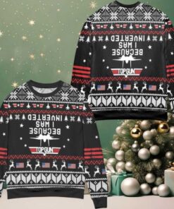 Top Gun Because I Was Inverted Snowflake Pattern Ugly Christmas Sweater Black