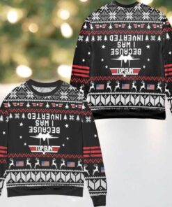 Top Gun Because I Was Inverted Snowflake Pattern Ugly Christmas Sweater Black