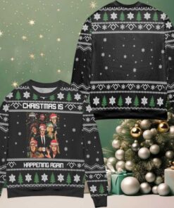 Twin Peaks Christmas Is Happening Again Snowflake Pattern Ugly Christmas Sweater Black