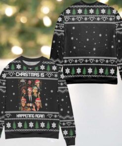 Twin Peaks Christmas Is Happening Again Snowflake Pattern Ugly Christmas Sweater Black