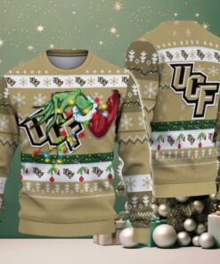 UCF Knights Merry Christmas Grinch Hand NCAA Ugly Christmas Sweater
