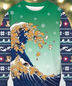 Ukiyo e Shiba Inu Ugly Christmas Sweater