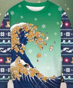 Ukiyo e Shiba Inu Ugly Christmas Sweater