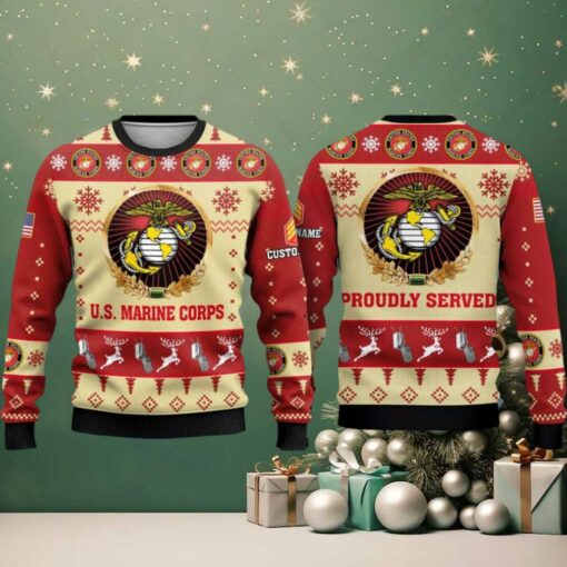 Us Marine Corps Veterans Proudly Served Ugly Christmas Sweater