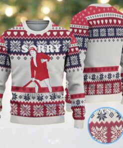 White, Red & Navy Snowflake Heart Pattern Donald Trump “Sorry Merica’s Full” Ugly Christmas Sweater