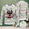 Black Ugly Christmas Sweater with White Gift and Snowflake Patterns Featuring Pokémon Pikachu, Charmander, Squirtle, Jigglypuff, and Delibird Christmas