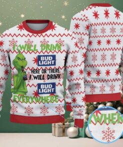 White Ugly Christmas Sweater with Red Snowflake Pattern Featuring Nurse Holiday