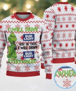White Ugly Christmas Sweater with Red Snowflake Pattern Featuring Nurse Holiday