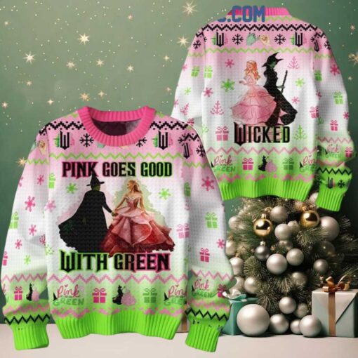 Wicked Pink Goes Good With Green 2024 Christmas Love Ugly Sweater