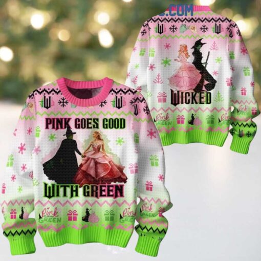 Wicked Pink Goes Good With Green 2024 Christmas Love Ugly Sweater