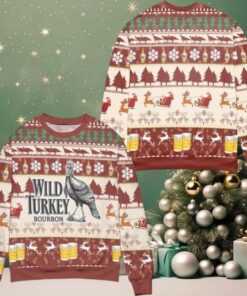 Wild Turkey Bourbon Snowflake Pattern Ugly Christmas Sweater