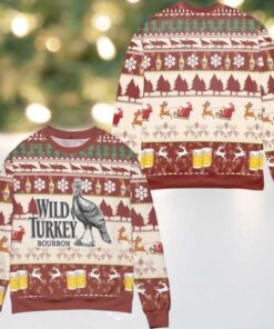 Wild Turkey Bourbon Snowflake Pattern Ugly Christmas Sweater