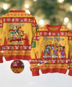 Winnie The Pooh Beary Christmas And A Happy Pooh Year 2025 Ugly Sweater