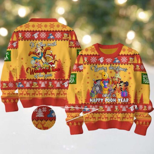 Winnie The Pooh Beary Christmas And A Happy Pooh Year 2025 Ugly Sweater