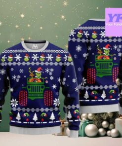 With Dog Driving Jeep Jeep The Grinch 3D Ugly Christmas Sweater