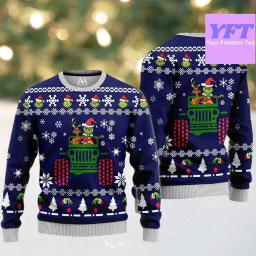With Dog Driving Jeep Jeep The Grinch 3D Ugly Christmas Sweater