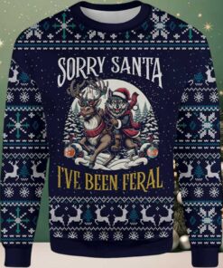 Wolf Sorry Santa I’ve Been Feral Ugly Christmas Sweater Wolf Sorry Santa I’ve Been Feral Ugly Christmas Sweater