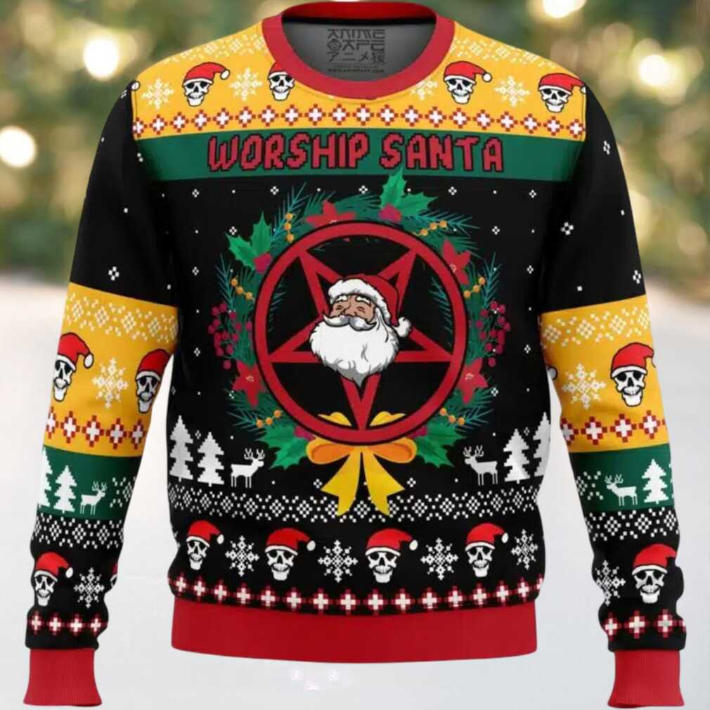 Worship Santa Ugly Christmas Sweater Worship Santa Ugly Christmas Sweater