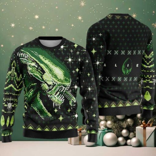 Xenomorph Alien Ugly Christmas Sweatshirt, Alien Movie Christmas Sweater, Alien Family Christmas Sweatshirt, Christmas Party Gifts Shirt