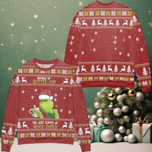 You Just Flipped My Grinch Switch Ugly Christmas Sweater Red