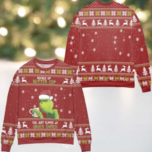 You Just Flipped My Grinch Switch Ugly Christmas Sweater Red