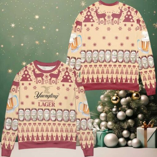 Yuengling Traditional Lager Reindeer Snowflake Pattern Ugly Christmas Sweater