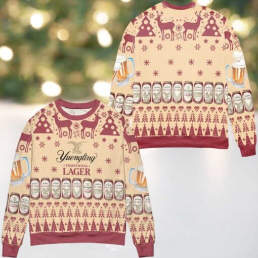 Yuengling Traditional Lager Reindeer Snowflake Pattern Ugly Christmas Sweater