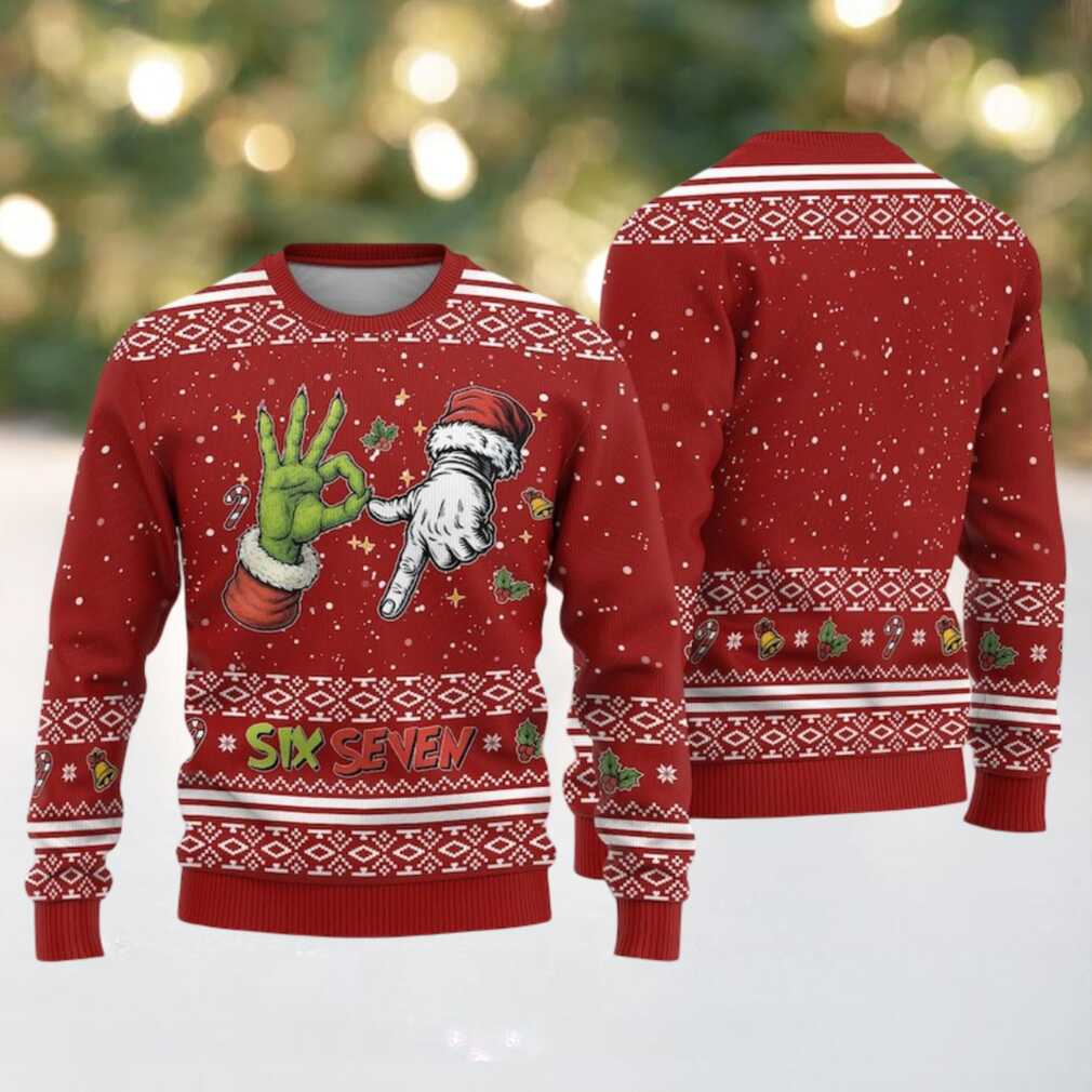 6 7 With Santa Hand Christmas Ugly Sweater 6 7 With Santa Hand Christmas Ugly Sweater