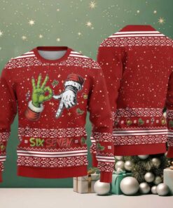6 7 With Santa Hand Christmas Ugly Sweater