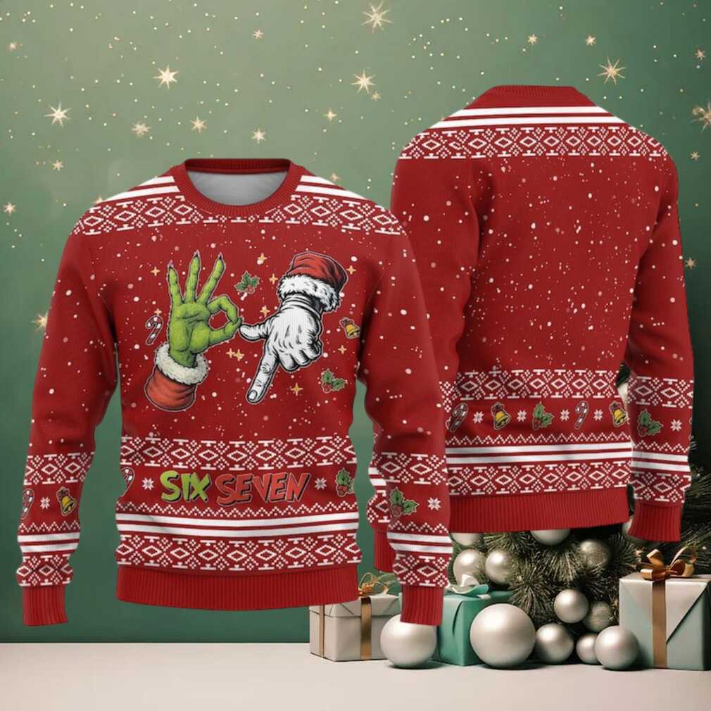 6 7 With Santa Hand Christmas Ugly Sweater 6 7 With Santa Hand Christmas Ugly Sweater