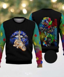Accept Understand Love Autism Puzzles Lips Rose Ugly Christmas Sweater   Best Christmas Gifts 2025