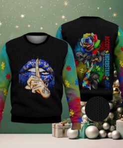 Accept Understand Love Autism Puzzles Lips Rose Ugly Christmas Sweater   Best Christmas Gifts 2025