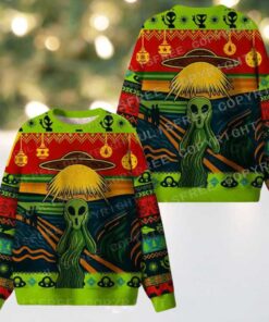 Alien Scream Ugly Christmas Knit Sweatshirt