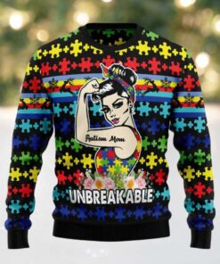 Autism Mom Unbreakable Ugly Christmas Sweater