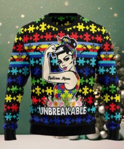 Autism Mom Unbreakable Ugly Christmas Sweater