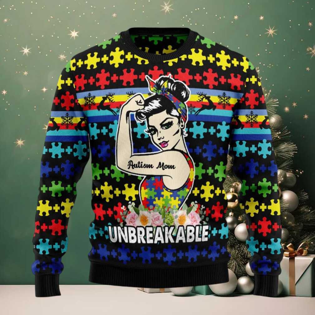 Autism Mom Unbreakable Ugly Christmas Sweater Autism Mom Unbreakable Ugly Christmas Sweater