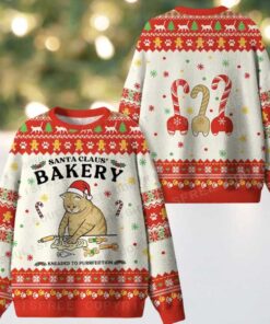 Bakery Cat Ugly Christmas Knit Sweatshirt