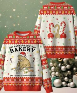 Bakery Cat Ugly Christmas Knit Sweatshirt