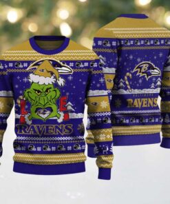 Baltimore Ravens NFL Grinch Love Ugly Christmas Sweater