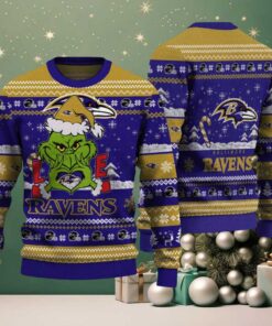 Baltimore Ravens NFL Grinch Love Ugly Christmas Sweater