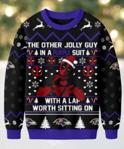 Baltimore Ravens Official NFL Deadpool Christmas Ugly Sweater NY