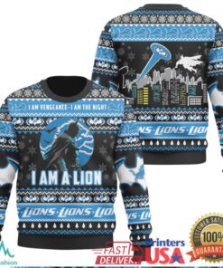 Batman I Am Vengeance Detroit Lions Ugly Christmas Sweater