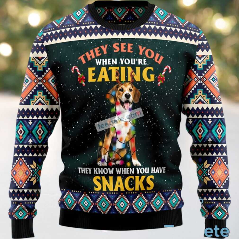 Beagle Dog Mom Eating Snack Ugly Christmas Sweater Green Ugliest, hoodie, sweater, long sleeve and tank top Beagle Dog Mom Eating Snack Ugly Christmas Sweater Green Ugliest front view