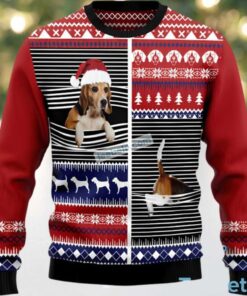 Beagle Face Dog Dad Ugly Christmas Sweater Red Womens