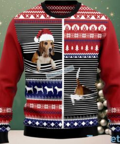 Beagle Face Dog Dad Ugly Christmas Sweater Red Womens