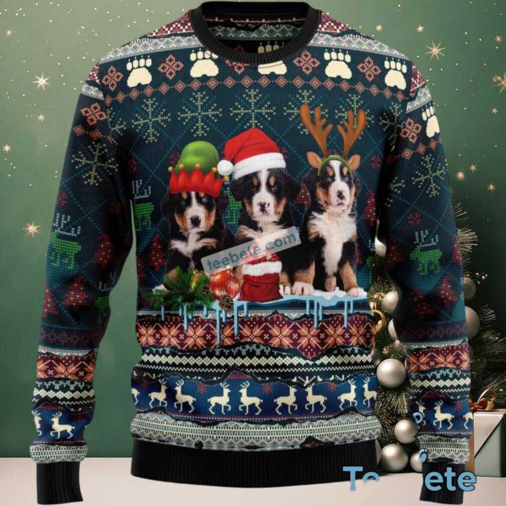 Bernese Mountain Dog Dad Mom Ugly Christmas Sweater, hoodie, sweater, long sleeve and tank top Person wearing Bernese Mountain Dog Dad Mom Ugly Christmas Sweater